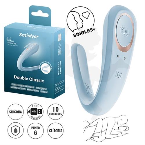 Double Classic estimulador para parejas con carga USB